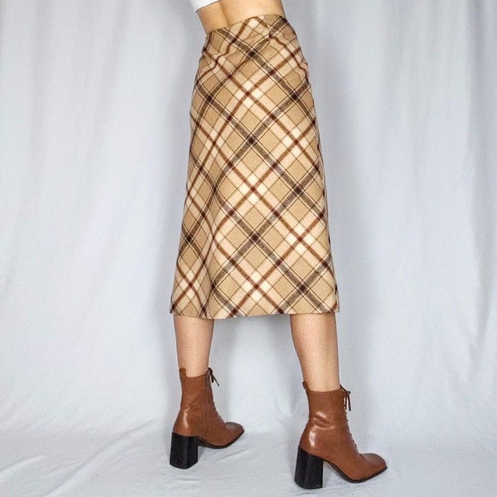 SOLD 90s plaid check midi skirt - Picture 3 of 4